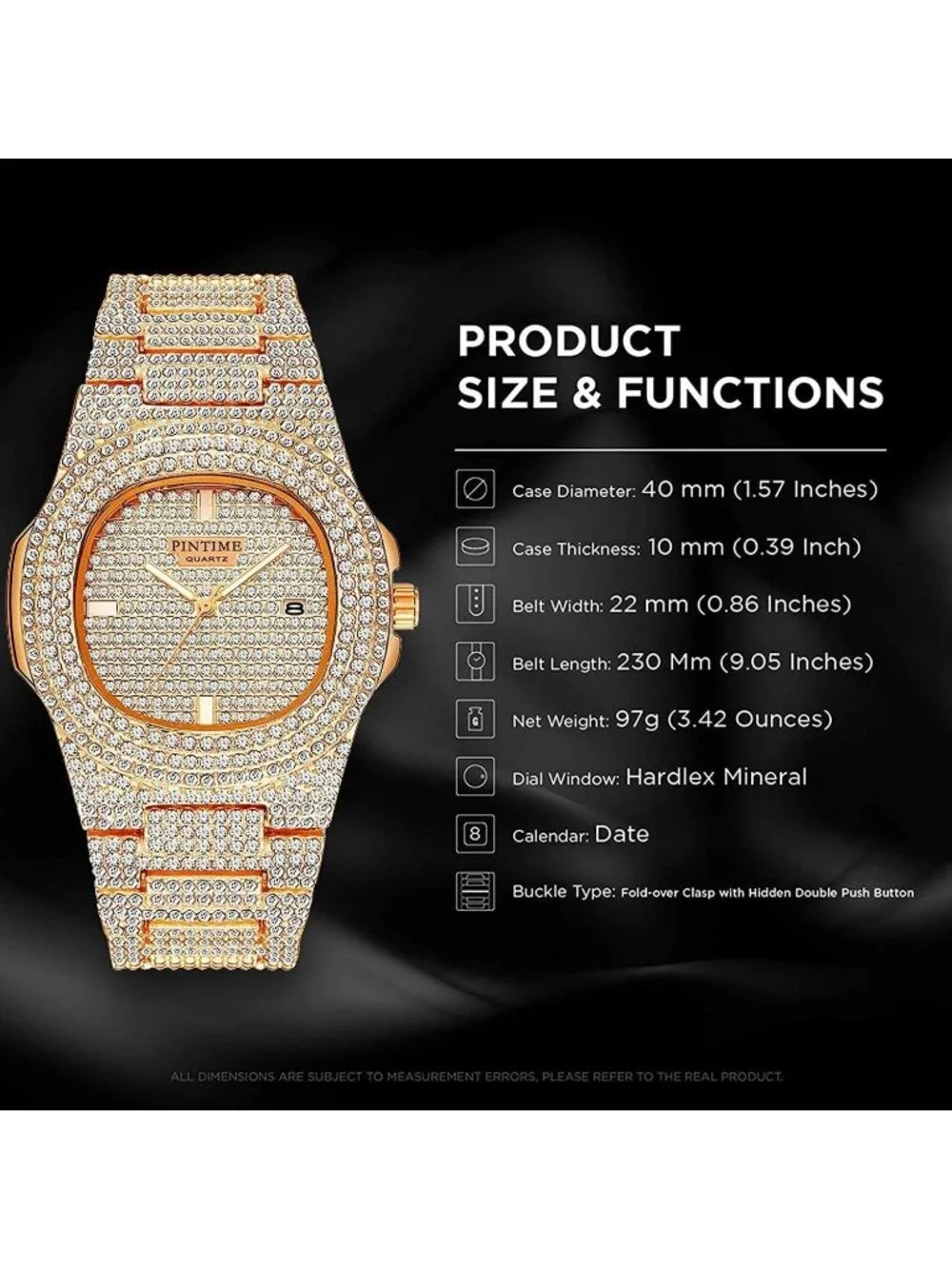 Unisex Rose Gold Crystal Diamond Stainless Steel Bracelet Band Wrist Watch